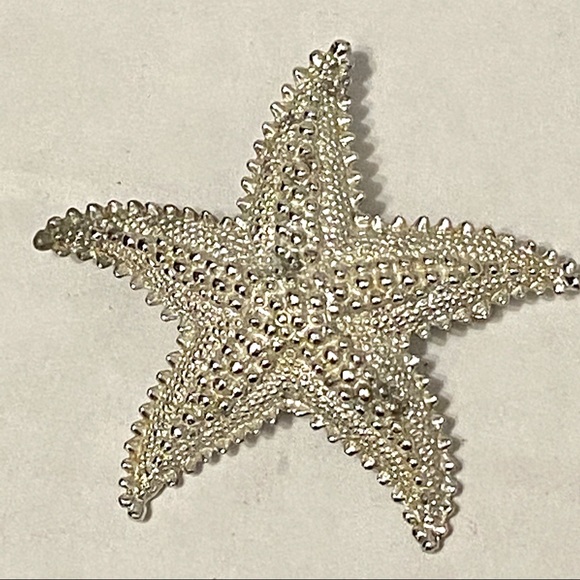 Vintage Star Fish Silver Tone Beach Brooch Pin 70’s MCM Mid Century Modern - Picture 1 of 8